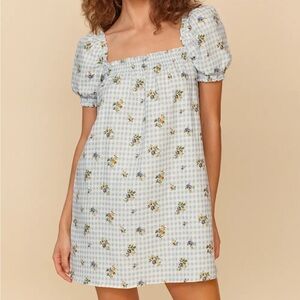 Reformation Blue and Yellow Floral Mini Dress